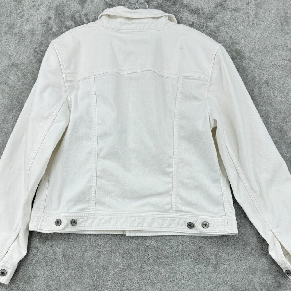 Talbots Jacket Large Denim Pockets Stretch Denim Pockets Casual Minimalist White - Picture 4 of 7